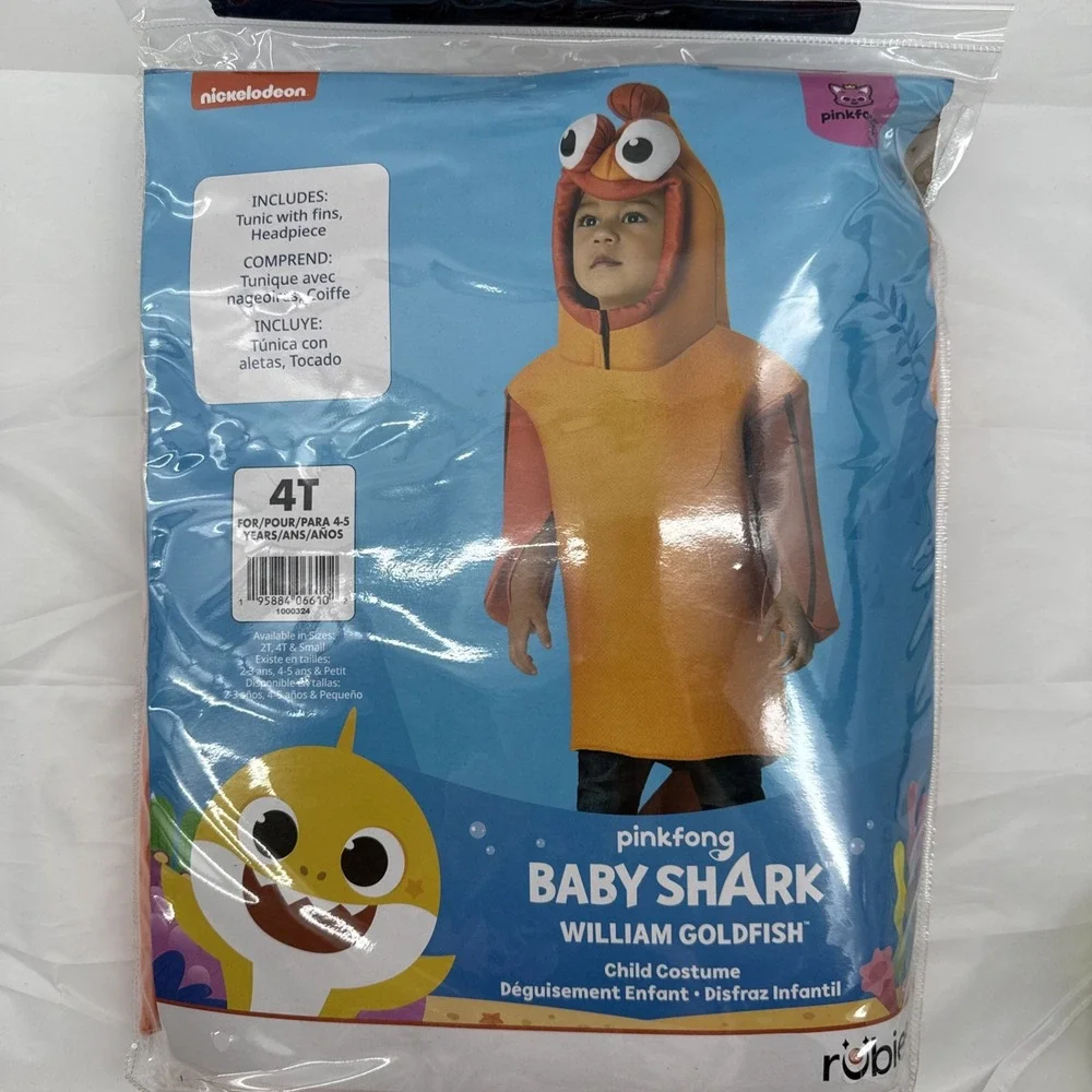 Baby Shark Halloween Child Costume Size 4T Dress Up Imagninative Play